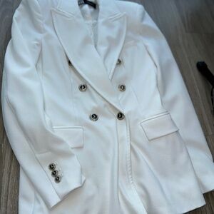 Zara White Double-Breasted Women's Blazer